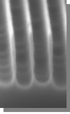Silicon Wires etched using an Oxford ICP 380 10 nm, 20:1 aspect ratio.