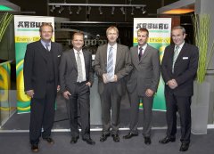 From left: Michael Hehl (Managing Partner Arburg), Marc Bl&ouml;chle (Director Sales Industrial, Communications and Industrial Solutions, Tyco Electronics Corporation, Bensheim), G&uuml;nther Hofmann (Managing Molding, Tyco Electronics AMP GmbH, Speyer), Dieter Volk (Manager Purchasing/Advanced Purchasing, Communications and Industrial Solutions,Tyco Electronics Corporation,Bensheim) and Helmut Heinson (Managing Director Sales Arburg.)