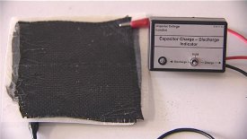 A photo of the composite material releasing electrical energy to power a small light- image courtesy of Imperial College London 