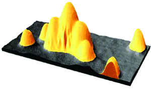 AZoM - The A to Z of Materials - 3D image projection of a pyramid like structure. The preparation took place by pushing a 30nm nanoparticle up between two others.