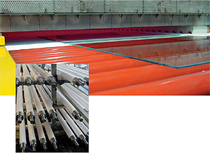 Flachglasglassilikonrollen und Rollen mit Metallendstöpseln (Einfügung).