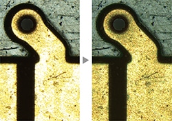Left image: Some areas are glaring. / Right image: Both dark and bright areas are clearly exposed by HDR.