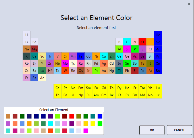 APEX™ element colour selector window