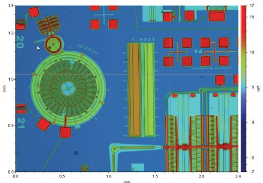 2.5X magnification image of MEMS structures