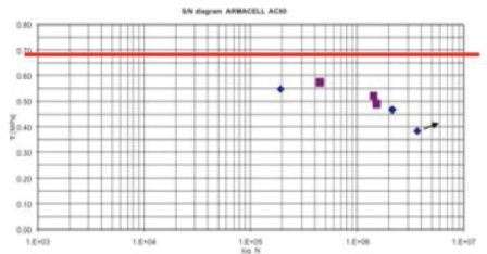S/N diagram AC 80, the red line indicates approximately the shear strength.