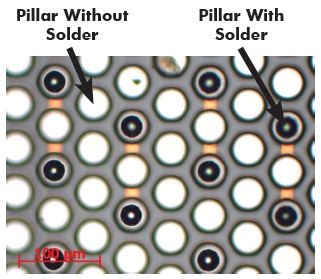 Optical micrograph of the silicon, copper, solder structure.