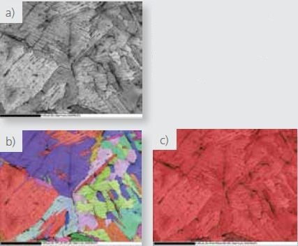 Low magnification a) pattern quality, b) phase where