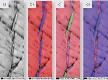 High magnification a) pattern quality, b) phase where