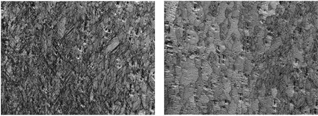 EBSD pattern quality maps before (left) and after (right) heating to 440ºC.