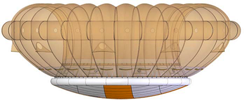 Deployed 8m isotensoid attached to 4.7m aeroshell