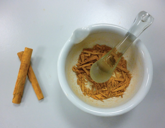 Ground sticks of cinnamon.