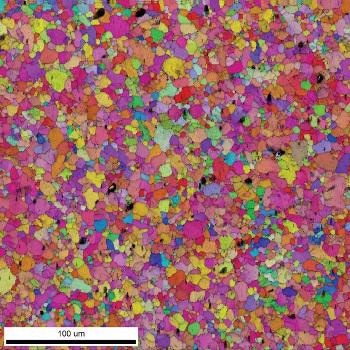 Orientation map of wrought magnesium exhibiting (0001) texture.