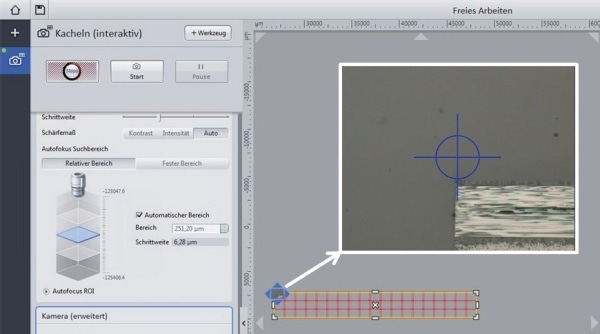 Setup of the tile image using the tool ‘tiles interactive’, definition of the corner