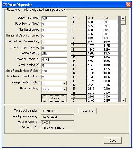 Dispersion calculation screen