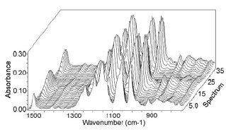 Spectra of oriented sample in 10° steps over the 360° angle.