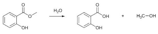 Hydrolysis of methyl salicylate (wintergreen oil) to give salicylic acid