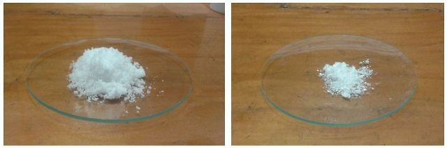 Crude and recrystallized aspirin.
