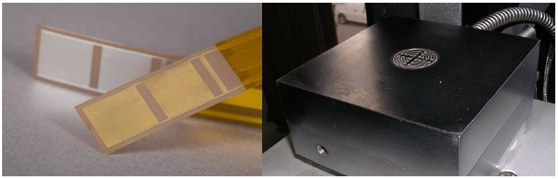 Disposable (left) and reusable (right) dielectric sensors.