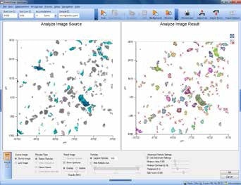 The Analyze Image software routine detects the particles in Product 1.