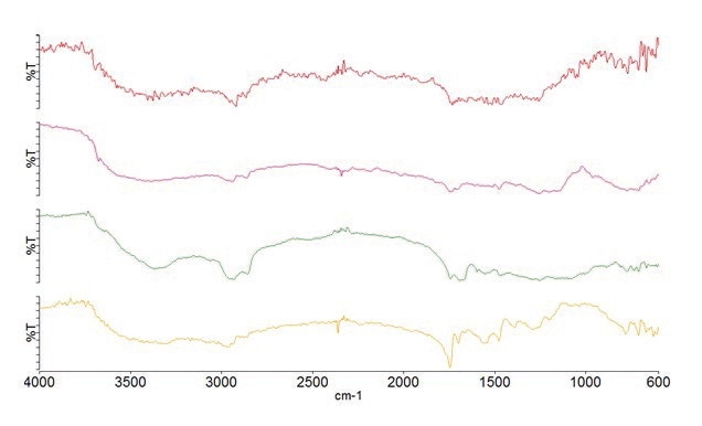 Specular reflectance spectra of paint layers.