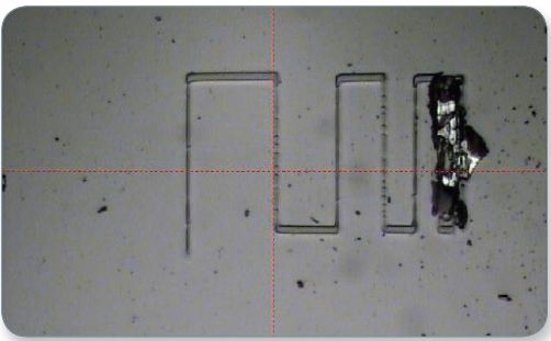 Optical image of the X-Y scratch on a DLC coating