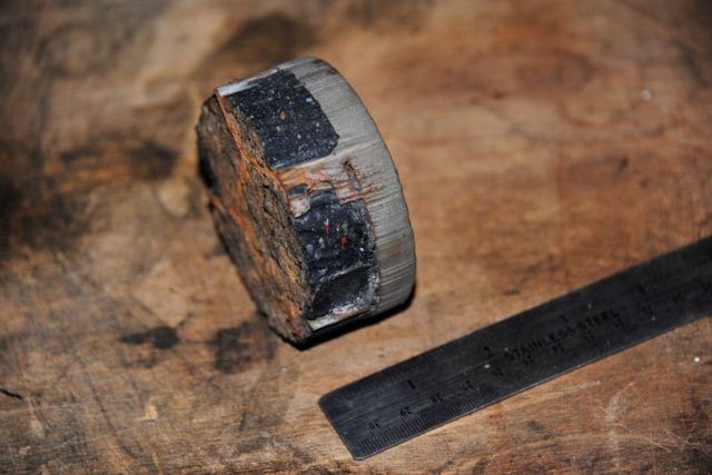 Tough steel and refractory material Safe-Cut cut with their waterjet circle cutter when cutting the lift points on the vessel.