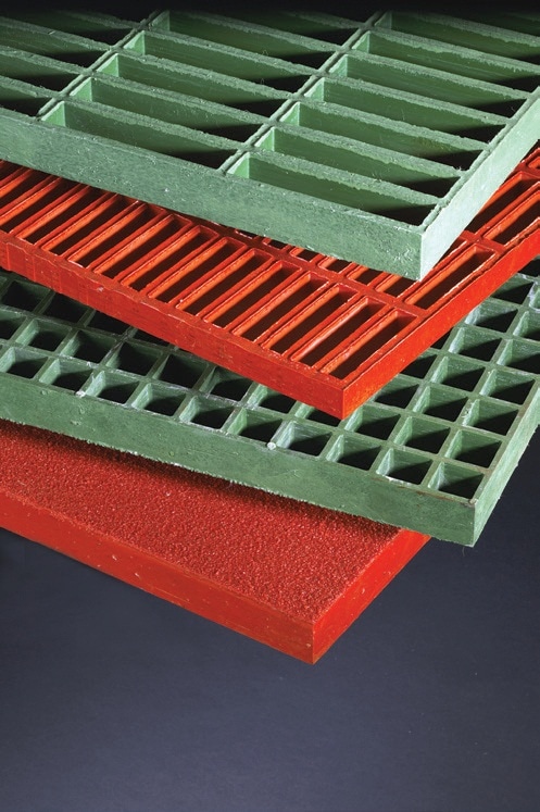 DURAGRATE® molded grating has a concave profile on the upper surface for skid resistance. Grit tops are optional.