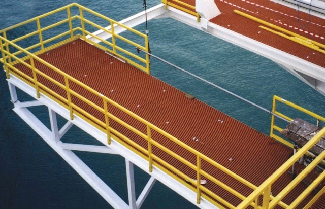 DURAGRID® Phenolic grating is used for fire integrity, weight savings and low maintenance and is U.S. Coast Guard approved.