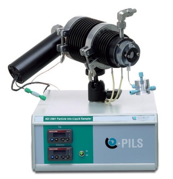 The PILS (Particle-Into-Liquid Sampler) transfers aerosols, and therefore also particles, directly into an aqueous sample solution that can be analyzed voltammetrically by a 797 VA Computrace without any further sample preparation steps needed.