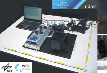 Setup of the GRIPS 6 instrument at the German Remote Sensing Data Center in Oberpfaffenhofen (48.09°N / 11.28°E). The instrument is composed of an Andor Shamrock 163 non-imaging spectrograph, an Andor iDus DU490A-1.7 photodiode array (partly hidden behind the spectrograph and filterwheel), powered by a PS-25 power supply for deep cooling temperatures in combination with an Exos-2 water recirculator. The laptop shows a 15 second exposure of the OH nightglow between 1500 nm and 1600 nm obtained with the Andor Solis software.