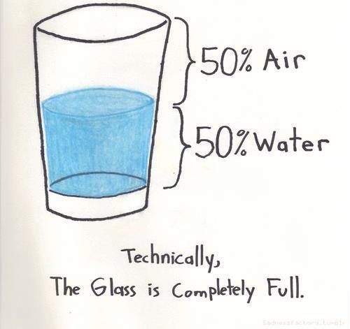 Technically, the glass is completely full.