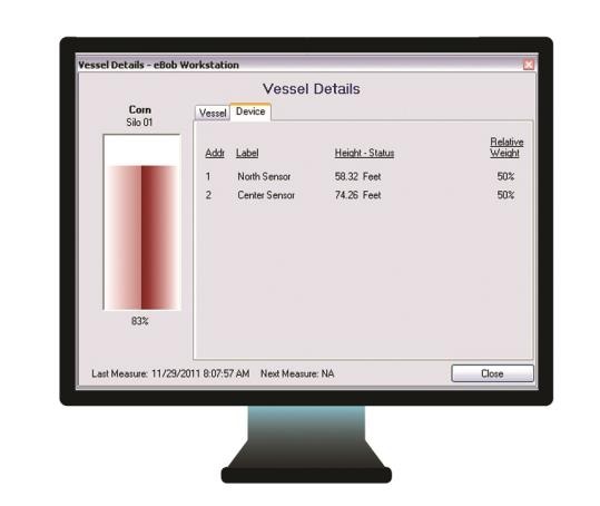 Data from two bob system reported by the software