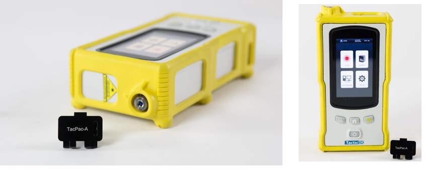 TacticID handheld Raman spectrometer with 785-nm laser excitation and TacPac adaptor