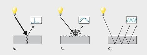 The interaction between the sample and the electromagnetic radiation