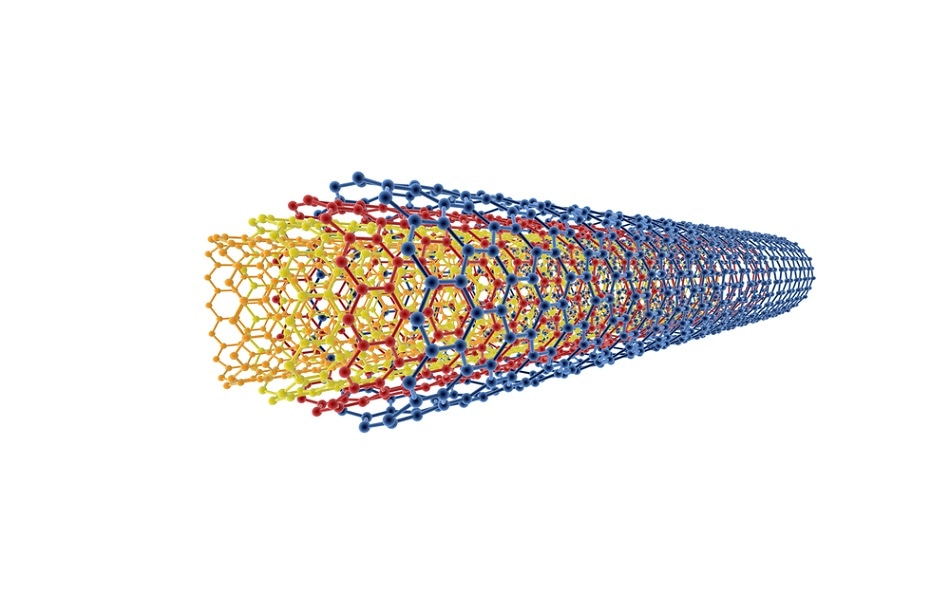 Diagram of a Multi-Walled Carbon Nanotube (MWCNT). Fluorescence spectroscopy can be used to characterize nanotubes which can then be used in biological imaging.