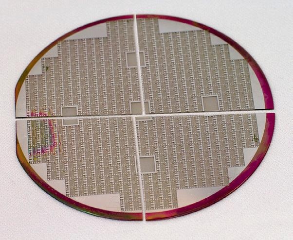 Sapphire wafer cleaved using the LatticeAx microline indent and 3pt cleave method.