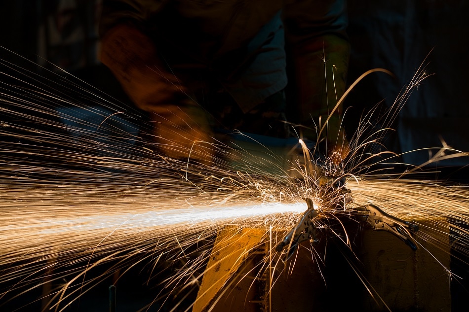 grinding wheel with sparks coming off