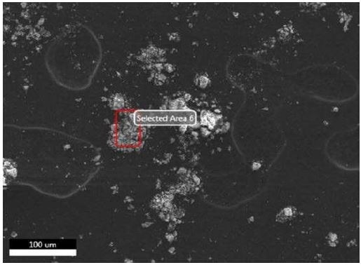 SEM-EDX image of all sampling locations analyzed of Brown Residue.