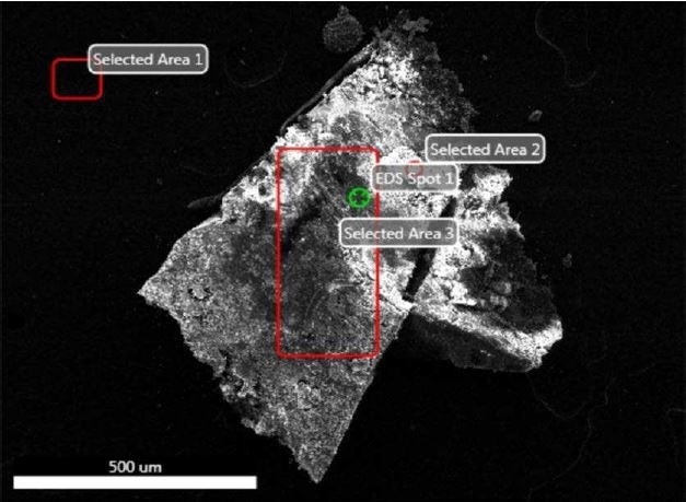 SEM-EDX image of all sampling locations analyzed of Brown Particle.