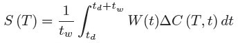 The DLTS spectra as a function of temperature, S(T), is acquired by filtering the transient capacitance, averaged in a temperature interval around T, with a weighting function, W(t) i.e. by carrying out the following integral: