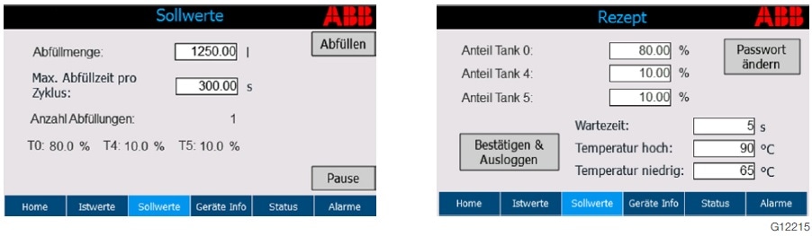 Operator screens for the batch mixing process