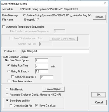 AutoPrint/Save Menu.