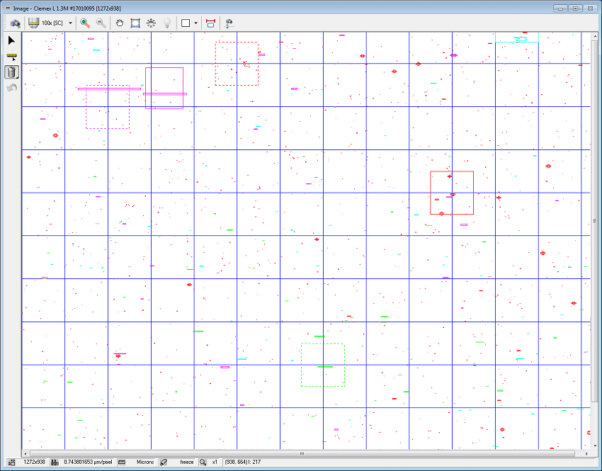 Map of inclusions and worst fields (thin and heavy) from sample 2.