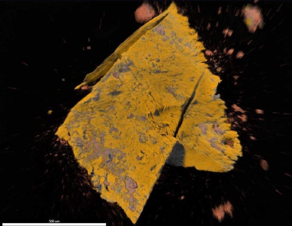 EDX map overlay of Fluorine and Iron