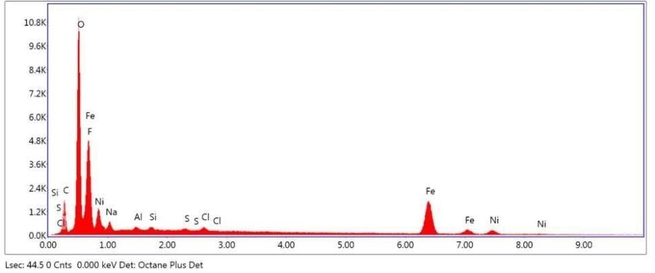 SEM-EDX elemental abundance of area 2 analyzed of Brown Particle.