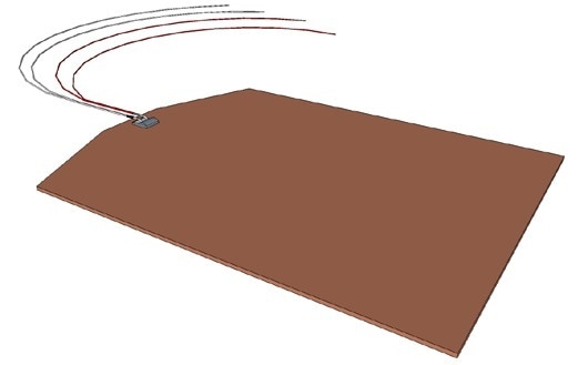 Sensor element extended with 4 PTFE wires soldered onto Cu plate