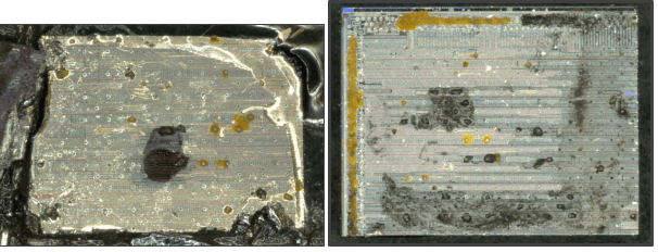 Left. Thin sample after downsizing using sawing. Right. Thin sample after cleaving with the LatticeAx