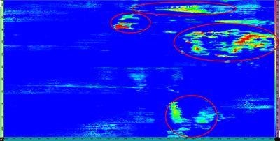 Remaining wall C-scan with signal disrupted by the external corrosion