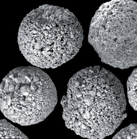 Spray-dried powder—spherical and flowable