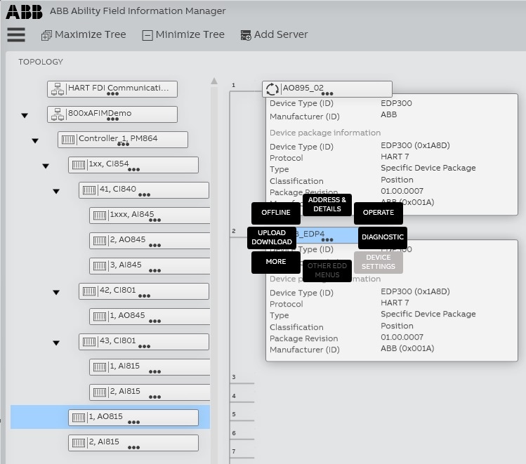 ABB Ability Field Information Manager (FIM) window